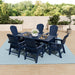Polytrends Laguna Hdpe All Weather Outdoor Patio Rectangular Adirondack Dining Chairs With Table (7-Piece Set)