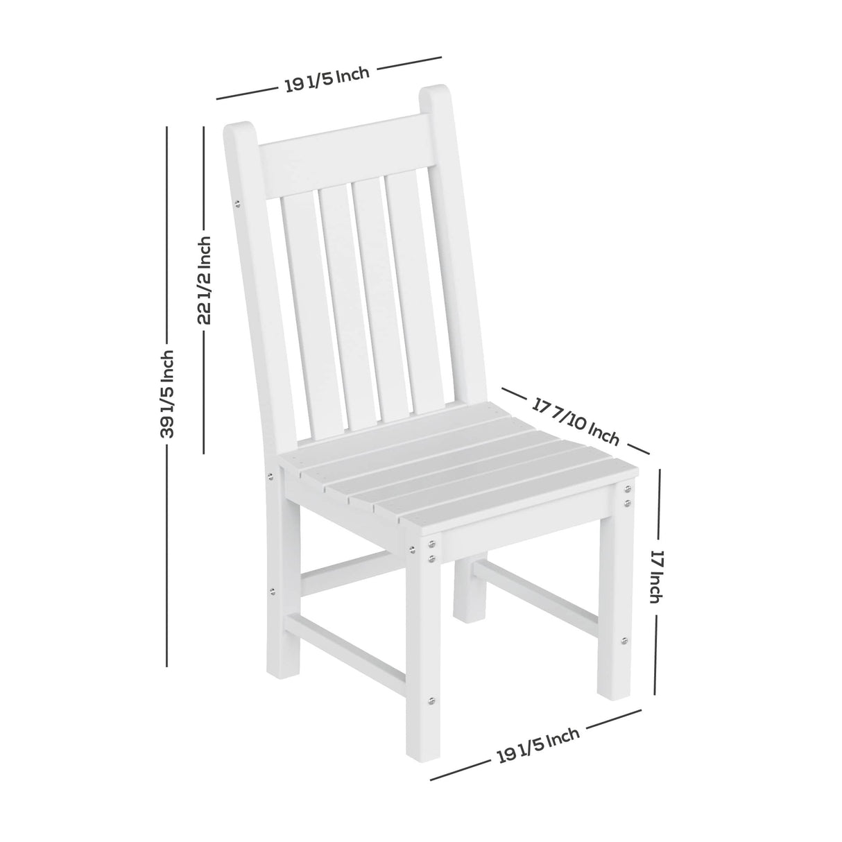 Polytrends Laguna Hdpe All Weather Outdoor Patio Dining Chair