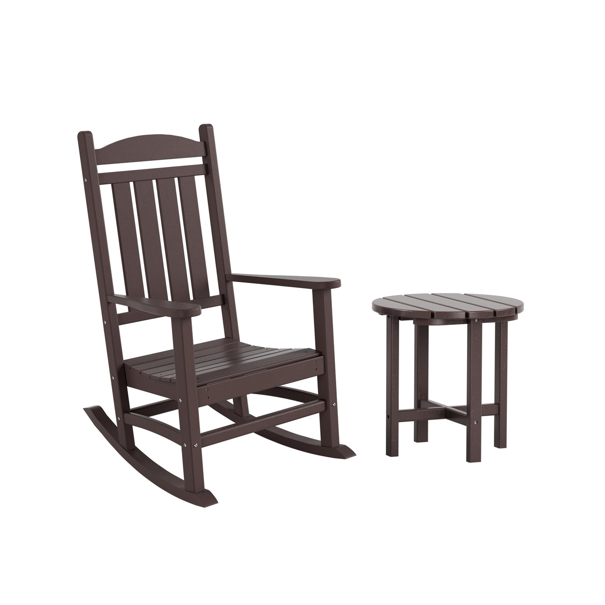 Polytrends Laguna Hdpe All Weather Outdoor Patio Rocking Chair With Side Table (2-Piece Set)