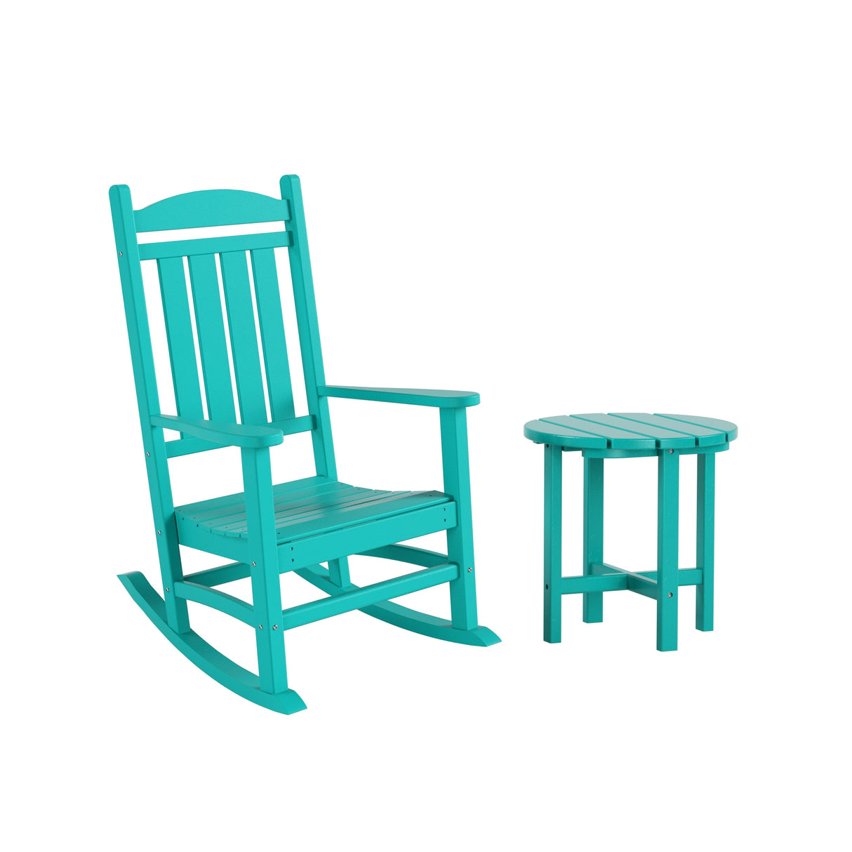 Polytrends Laguna Hdpe All Weather Outdoor Patio Rocking Chair With Side Table (2-Piece Set)
