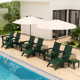 Polytrends Shoreside Modern 12-Piece Folding Adirondack Chair With Ottoman And Side Table