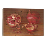 Pomegranates On The Table Print On Wood by Yulia Krasnov - Multi-Color