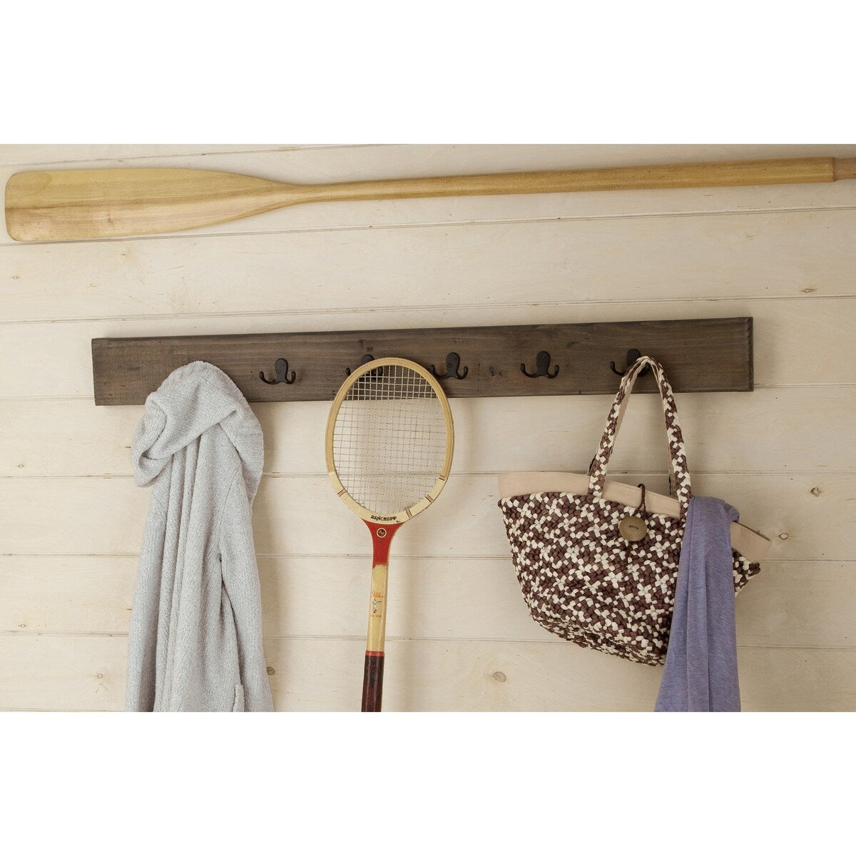 Pomona 48" Metal and Wood Wall Coat Hook