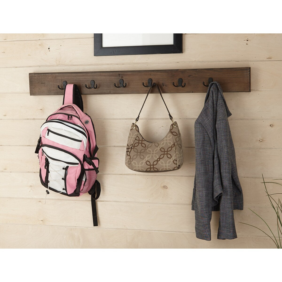Pomona 48" Metal and Wood Wall Coat Hook