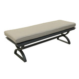 Pomona 58 Inch Patio Bench, Cushion, Polyester Fiber, Crossed Legs, Beige