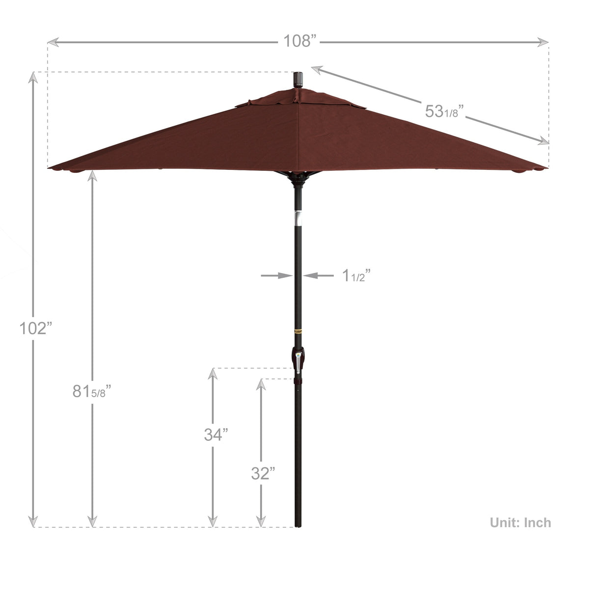Pompano 9ft Crank Lift Push Button Tilt Round Patio Umbrella by Havenside Home, Base Not Included