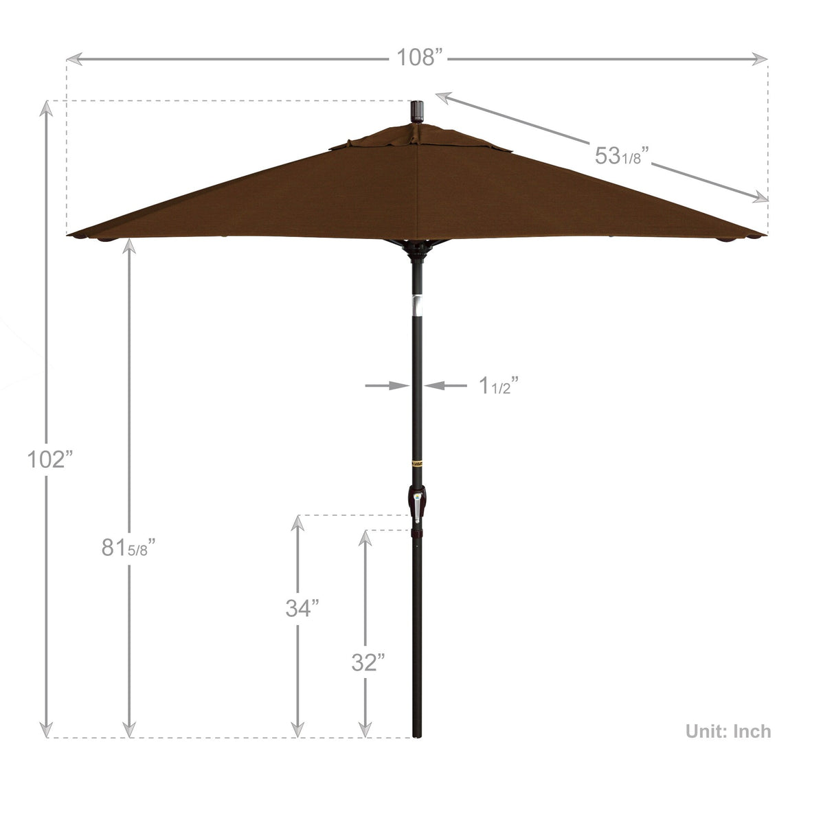 Pompano 9ft Crank Lift Push Button Tilt Round Patio Umbrella by Havenside Home, Base Not Included