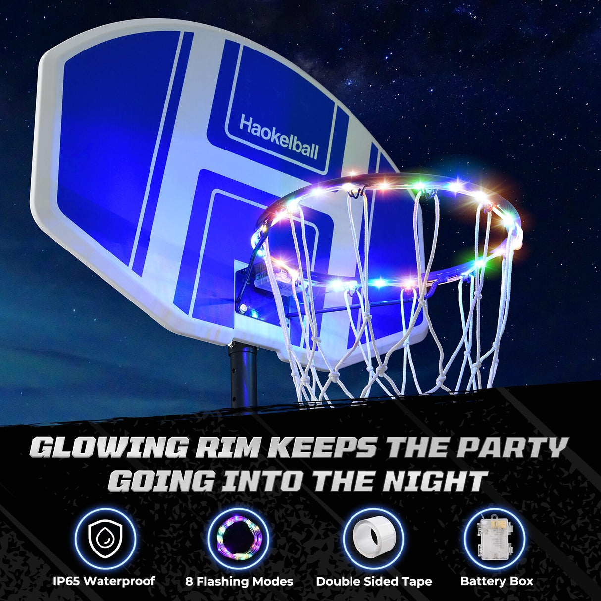 Poolside Basketball Hoop with Light Adjustable Height 41"-59" Swimming Pool Basketball System with 35.4'' x 23.6'' Backboard