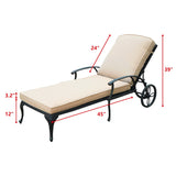 Poolside Reclining Chaise Lounge Patio ArmChair with Wheels & Cushion
