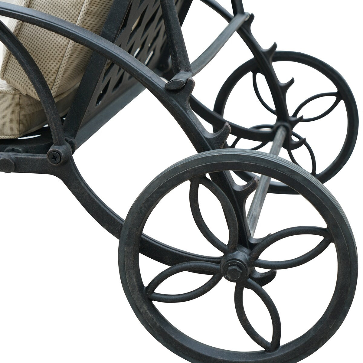 Poolside Reclining Chaise Lounge Patio ArmChair with Wheels & Cushion