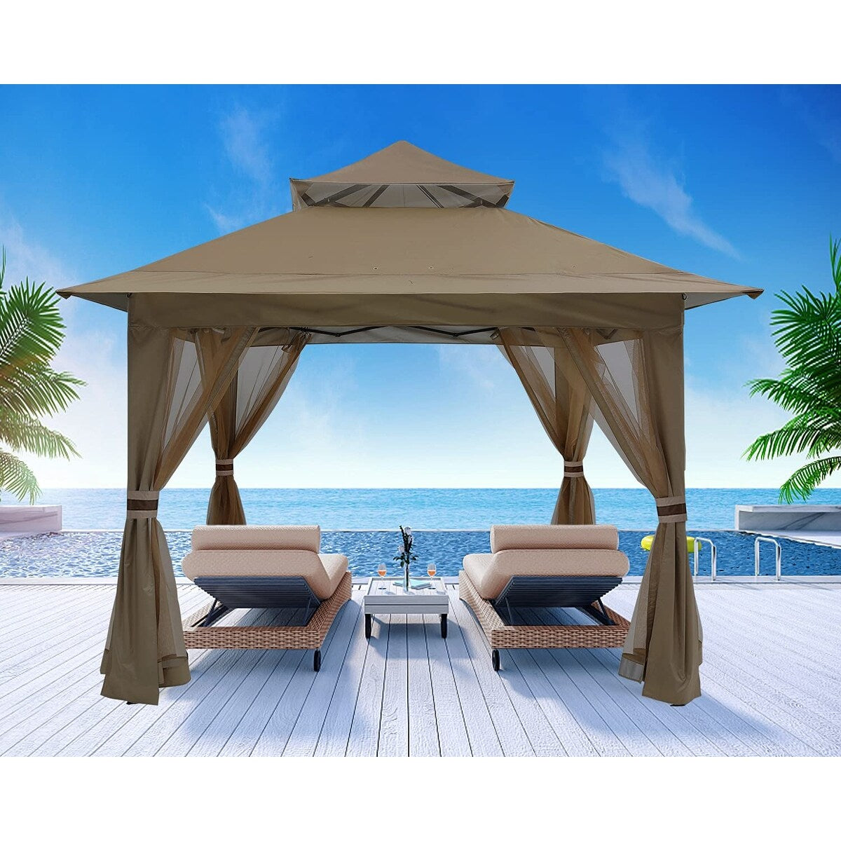 Pop Up Gazebo 13x13 - Outdoor Canopy Tent with Mosquito Netting for Patio Garden Backyard