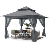 Pop Up Gazebo 13x13 - Outdoor Canopy Tent with Mosquito Netting for Patio Garden Backyard