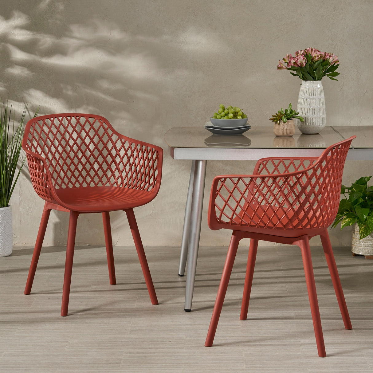 Poppy Outdoor Modern Dining Chair (Set of 2) by Christopher Knight Home