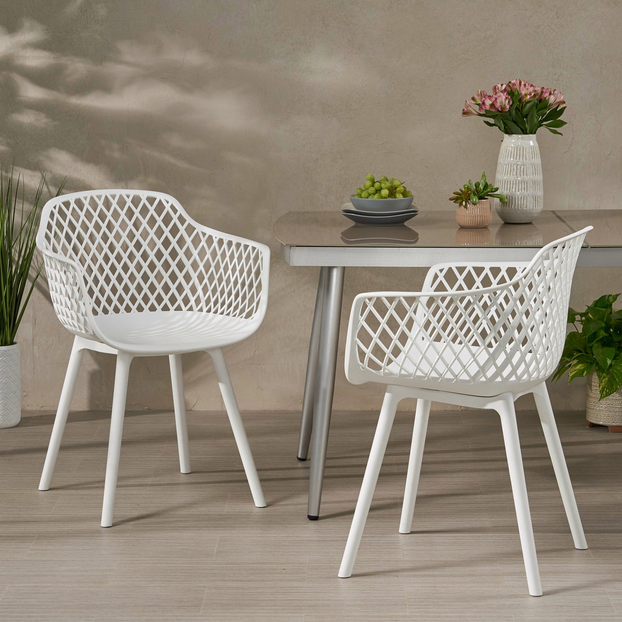 Poppy Outdoor Modern Dining Chair (Set of 2) by Christopher Knight Home