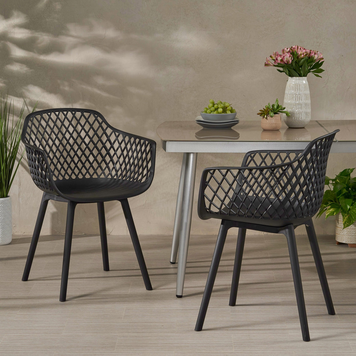 Poppy Outdoor Modern Dining Chair (Set of 2) by Christopher Knight Home