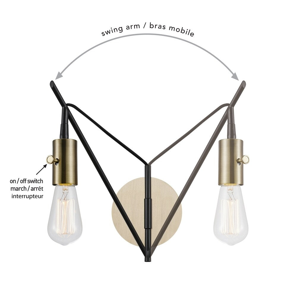 Porch & Den Ashdale Bronze 1-light Plug-in or Hardwire Swing Arm Wall Sconce