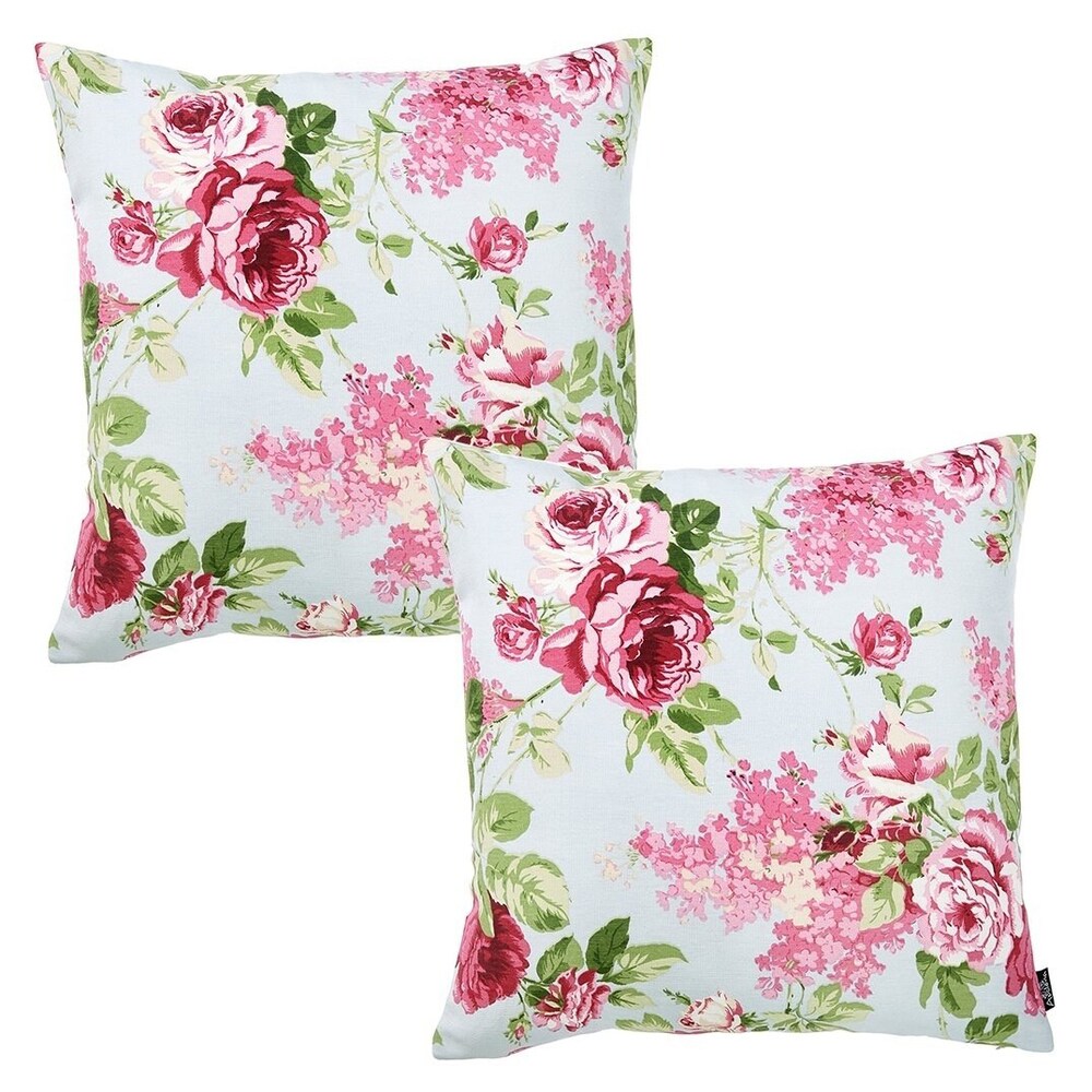 Porch & Den Colleen Pink Floral Throw Pillow Case (Set of 2)