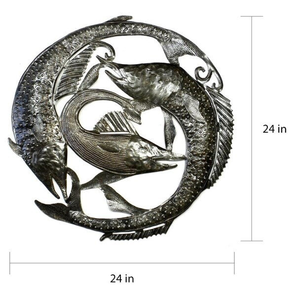 Porch & Den Swordfish Trio Recycled Metal Wall Art (Haiti)