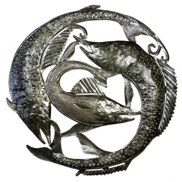 Porch & Den Swordfish Trio Recycled Metal Wall Art (Haiti)