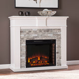 SEI Furniture Blewett Transitional White Wood Electric Fireplace