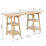 Convenience Concepts Designs2Go Double Trestle Desk with Shelves