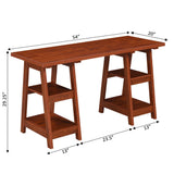 Convenience Concepts Designs2Go Double Trestle Desk with Shelves