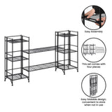 Xtra Storage 3 Tier Folding Metal Shelves with Set of 2 Deluxe Extension Shelves