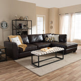 Porch & Den Glendale Brown Bonded Leather Modern Sectional Sofa Set with Right Facing Chaise