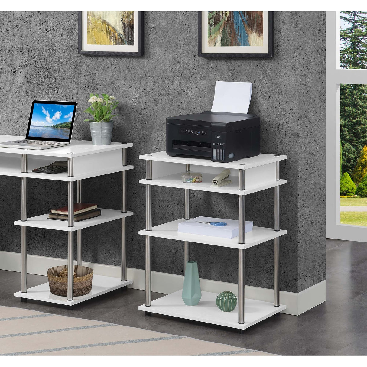 Convenience Concepts Designs2Go No Tools Printer Stand with Shelves