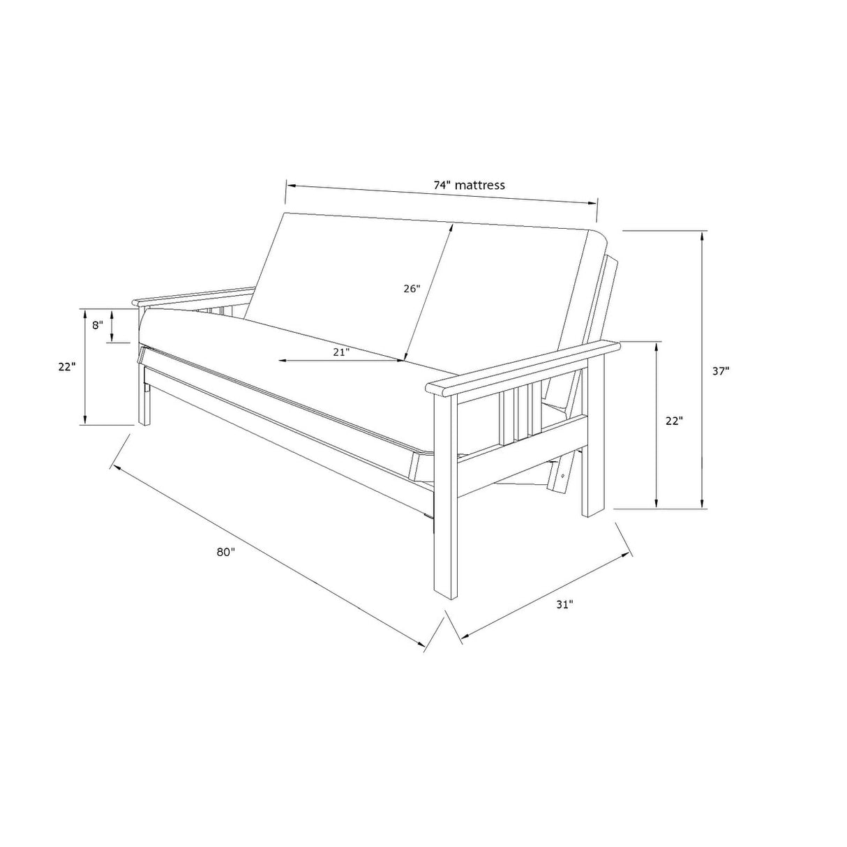 Porch & Den Kern Full-size Futon Frame and Mattress Set