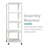 Office Dimensions 72" High Rolling 5 Shelf Bookcase, Industrial Metal, White