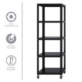 Office Dimensions 72" High Rolling 5 Shelf Bookcase, Industrial Metal, White