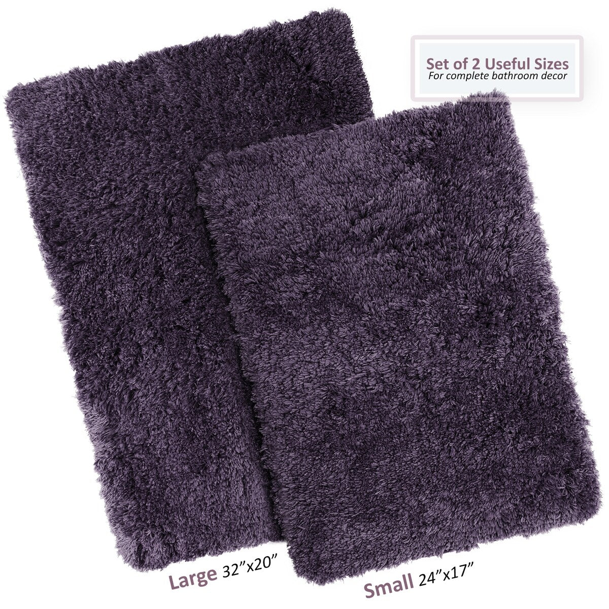 Porch & Den Lorena Shaggy/ Non-slip Rubber Backed Bath Rug Set