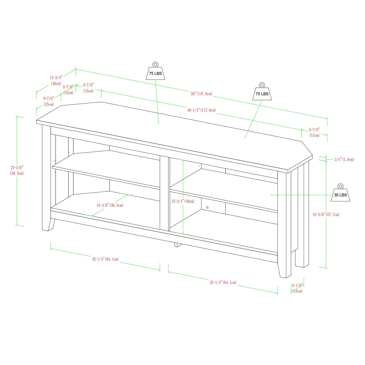 Middlebrook Ogden 58-inch Corner TV Stand