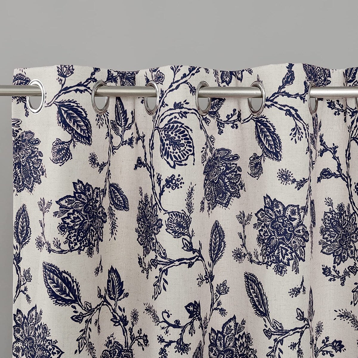 Oleson Jacobean Floral Linen Blend Blackout Curtain Panel