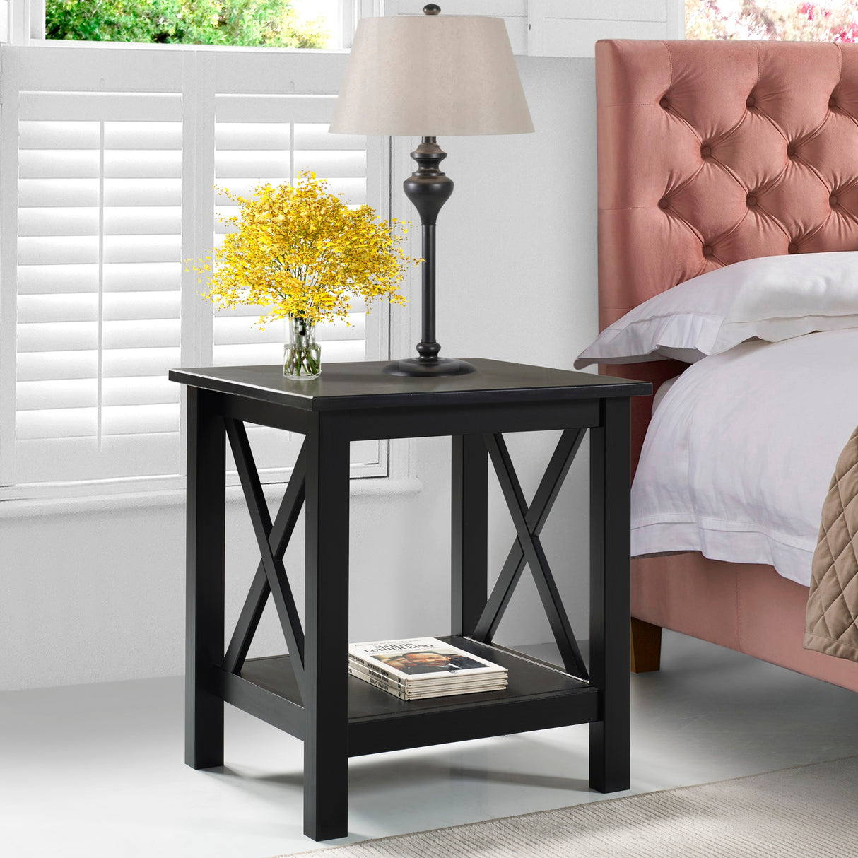 Ripplewood Farmhouse X-Base Side End Table