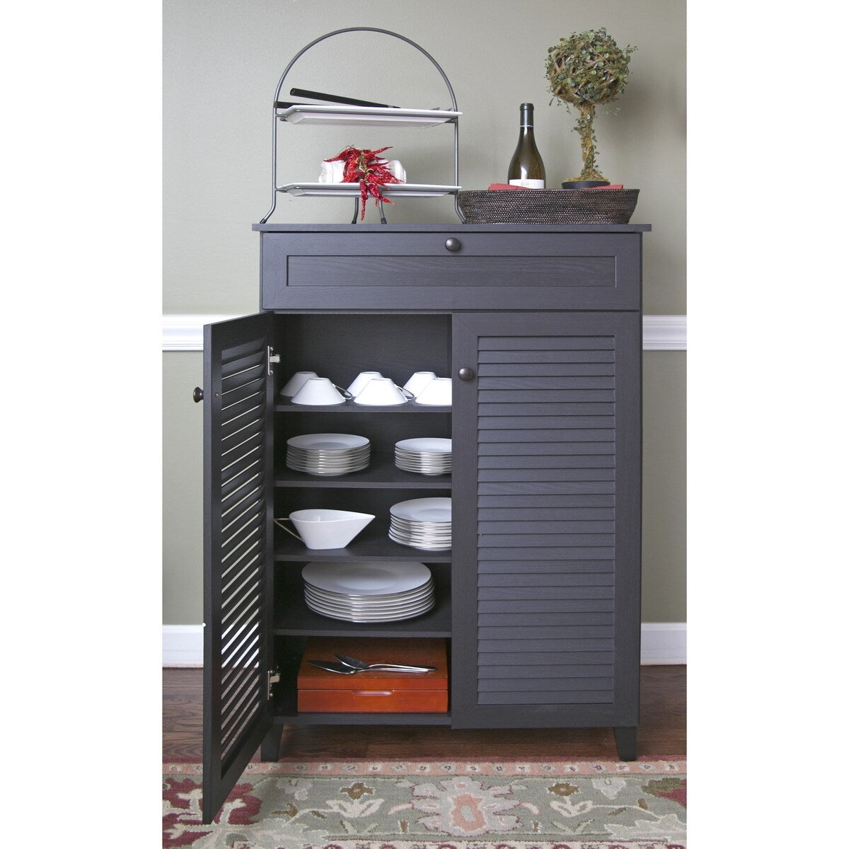 Porch & Den Rocheblave Espresso Wood Tall Multi-use Cabinet