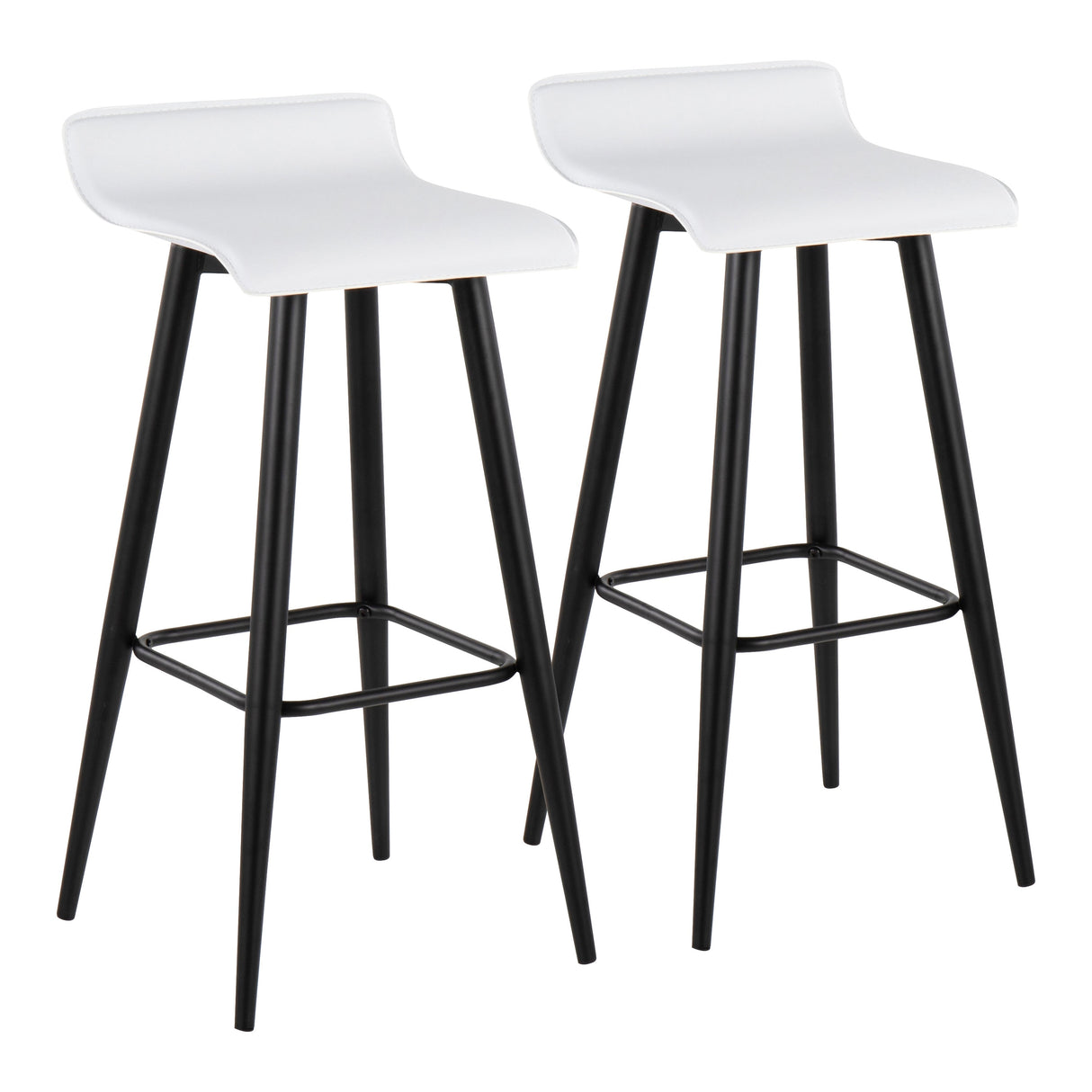 Ale Fixed-Height Bar Stool in Black Steel and Grey Faux - Set of 2 - 15"Lx15"Wx32.5"H
