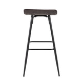 Ale Fixed-Height Bar Stool in Black Steel and Grey Faux - Set of 2 - 15"Lx15"Wx32.5"H