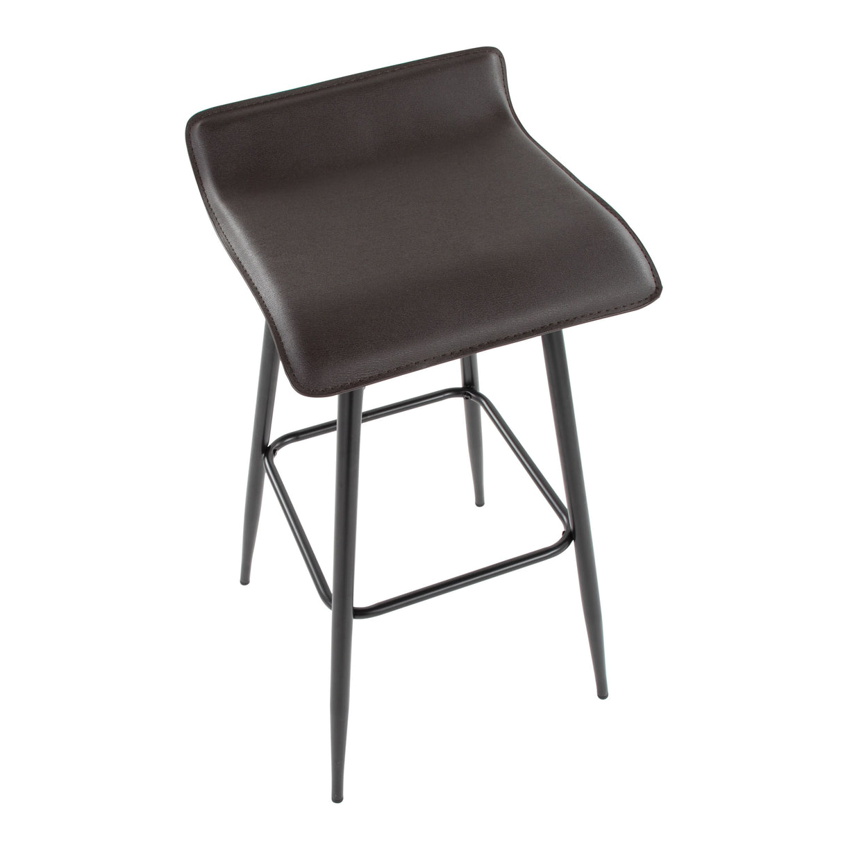 Ale Fixed-Height Bar Stool in Black Steel and Grey Faux - Set of 2 - 15"Lx15"Wx32.5"H