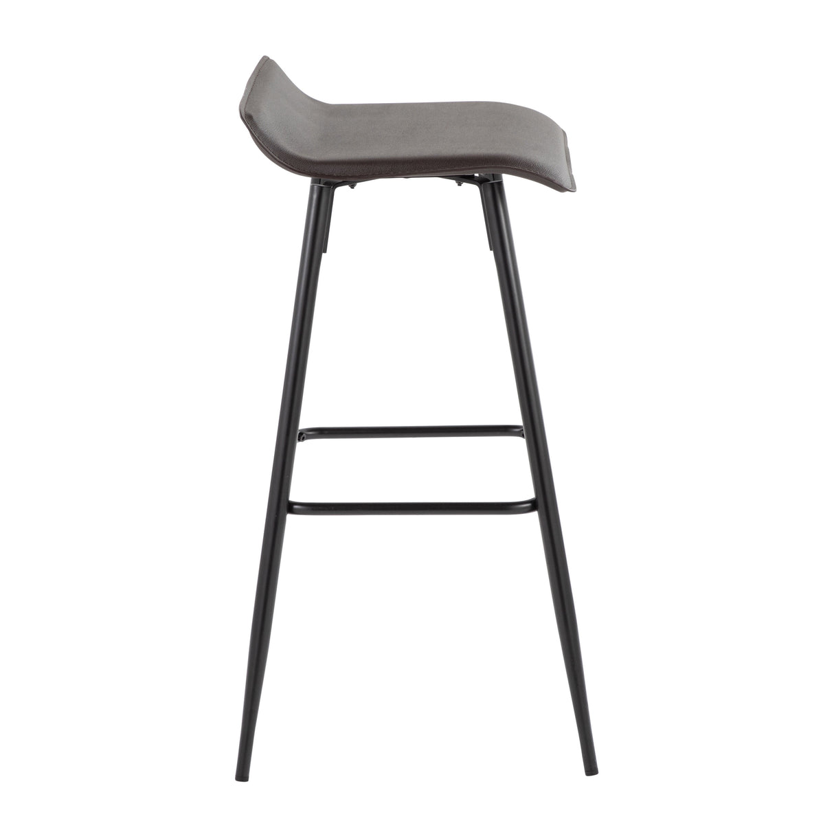 Ale Fixed-Height Bar Stool in Black Steel and Grey Faux - Set of 2 - 15"Lx15"Wx32.5"H
