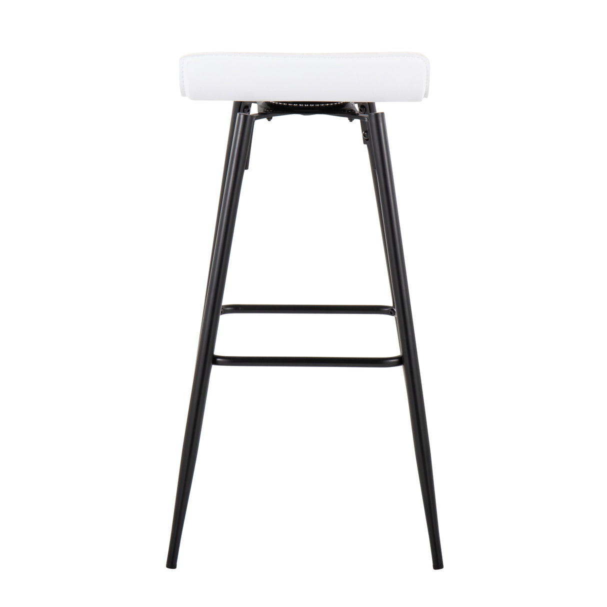 Ale Fixed-Height Bar Stool in Black Steel and Grey Faux - Set of 2 - 15"Lx15"Wx32.5"H