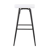 Ale Fixed-Height Bar Stool in Black Steel and Grey Faux - Set of 2 - 15"Lx15"Wx32.5"H