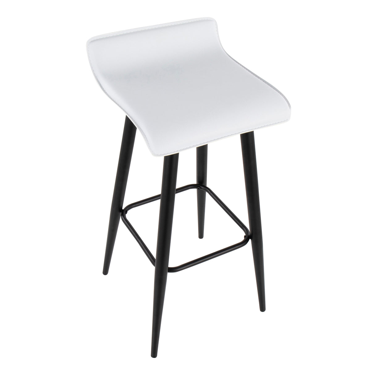 Ale Fixed-Height Bar Stool in Black Steel and Grey Faux - Set of 2 - 15"Lx15"Wx32.5"H