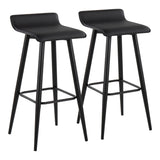 Ale Fixed-Height Bar Stool in Black Steel and Grey Faux - Set of 2 - 15"Lx15"Wx32.5"H