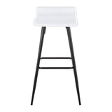 Ale Fixed-Height Bar Stool in Black Steel and Grey Faux - Set of 2 - 15"Lx15"Wx32.5"H