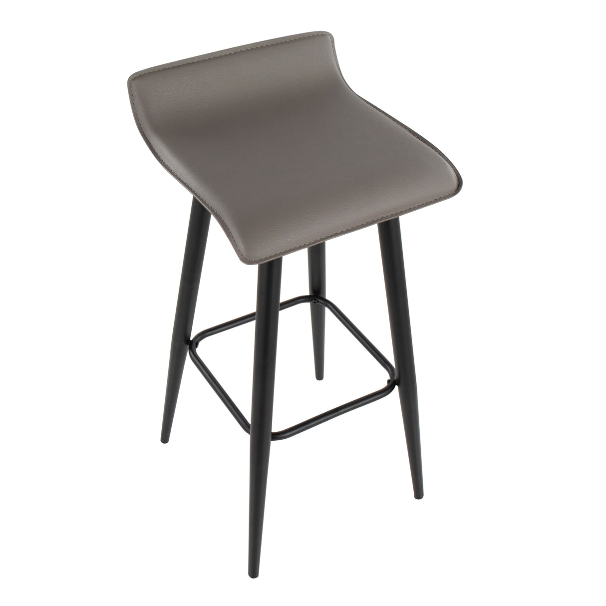 Ale Fixed-Height Bar Stool in Black Steel and Grey Faux - Set of 2 - 15"Lx15"Wx32.5"H