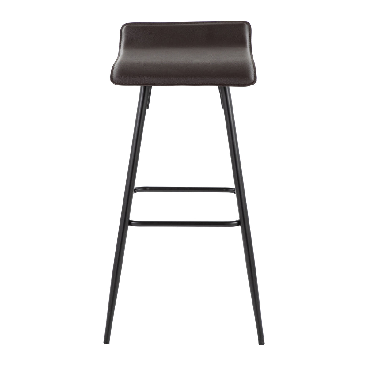 Ale Fixed-Height Bar Stool in Black Steel and Grey Faux - Set of 2 - 15"Lx15"Wx32.5"H