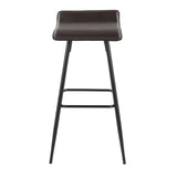Ale Fixed-Height Bar Stool in Black Steel and Grey Faux - Set of 2 - 15"Lx15"Wx32.5"H