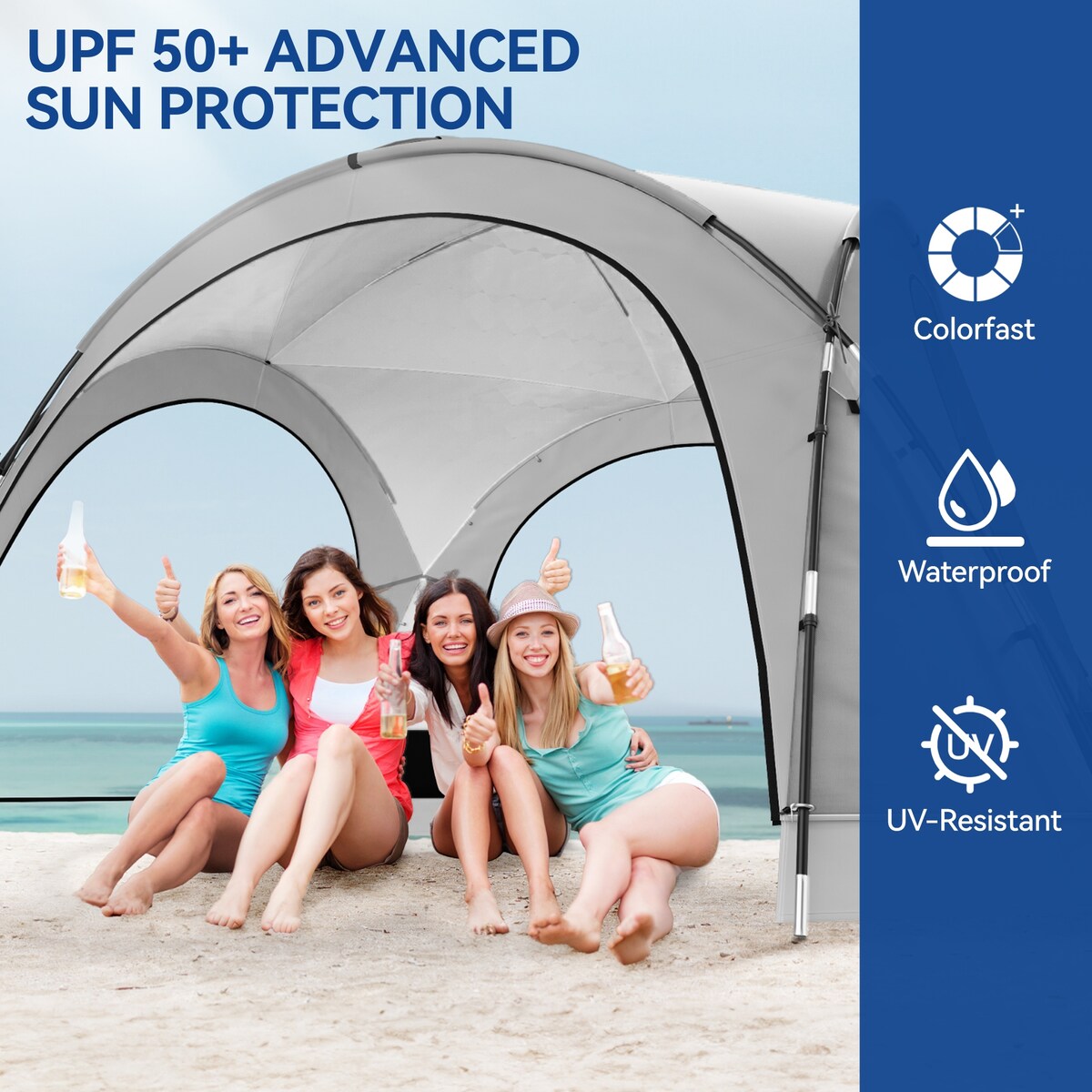 Portable 10 Person Beach Tent Canopy UPF50+ Dome Tent Sun Shelter
